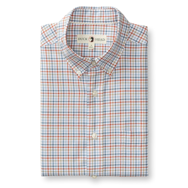Cotton Oxford Sport Shirt - Bennet Plaid - Burnt Brick