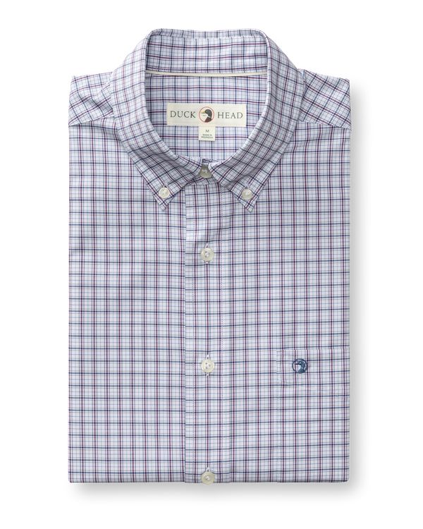 Performance Poplin Sport Shirt - Edison Plaid - Navy Peony