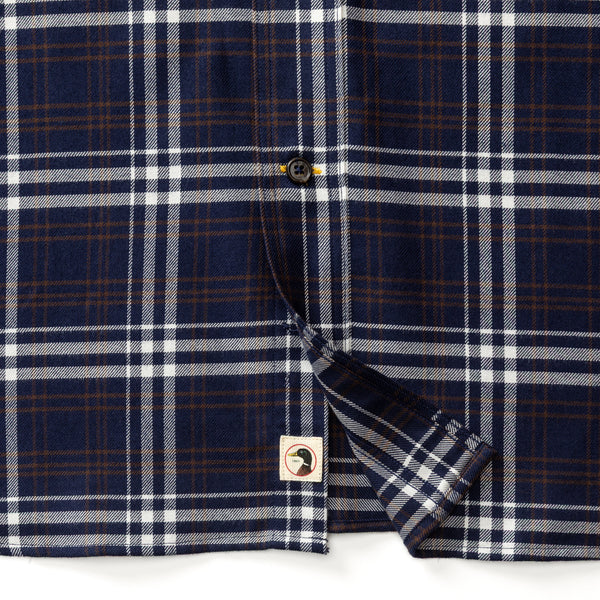 Cotton Flannel Sport Shirt - Asher Plaid - Maritime Blue