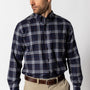Cotton Flannel Sport Shirt - Asher Plaid - Maritime Blue