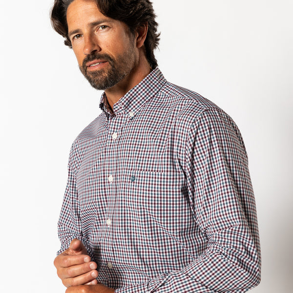 Performance Poplin Sport Shirt - Merill Gingham - Fig