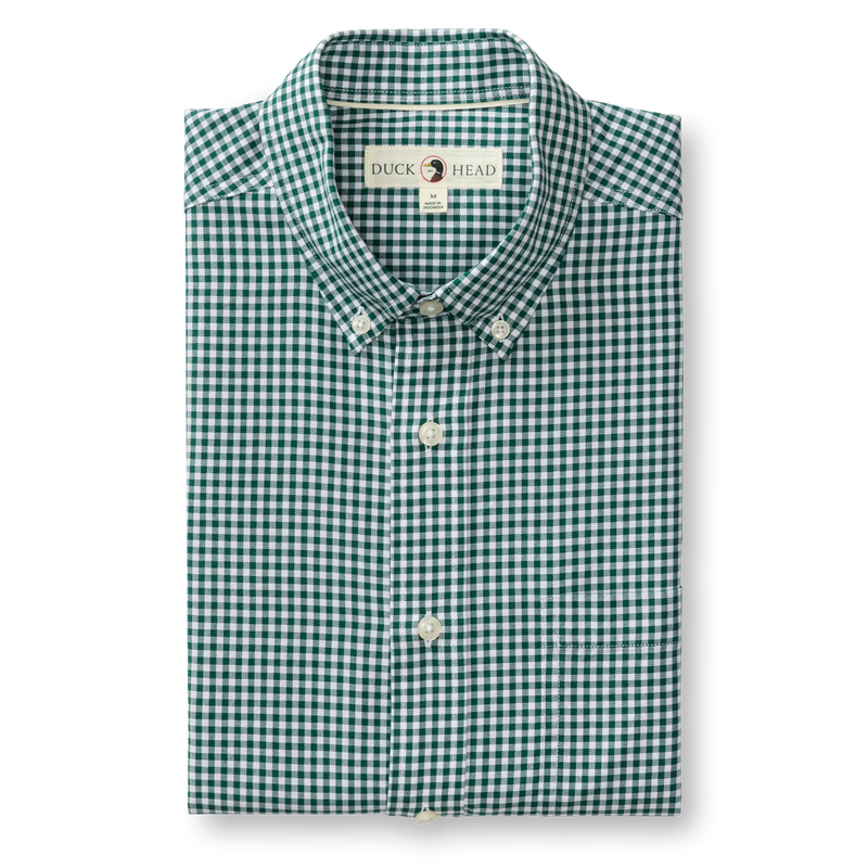 Cotton Oxford Sport Shirt - Ryder Gingham - Forest Green