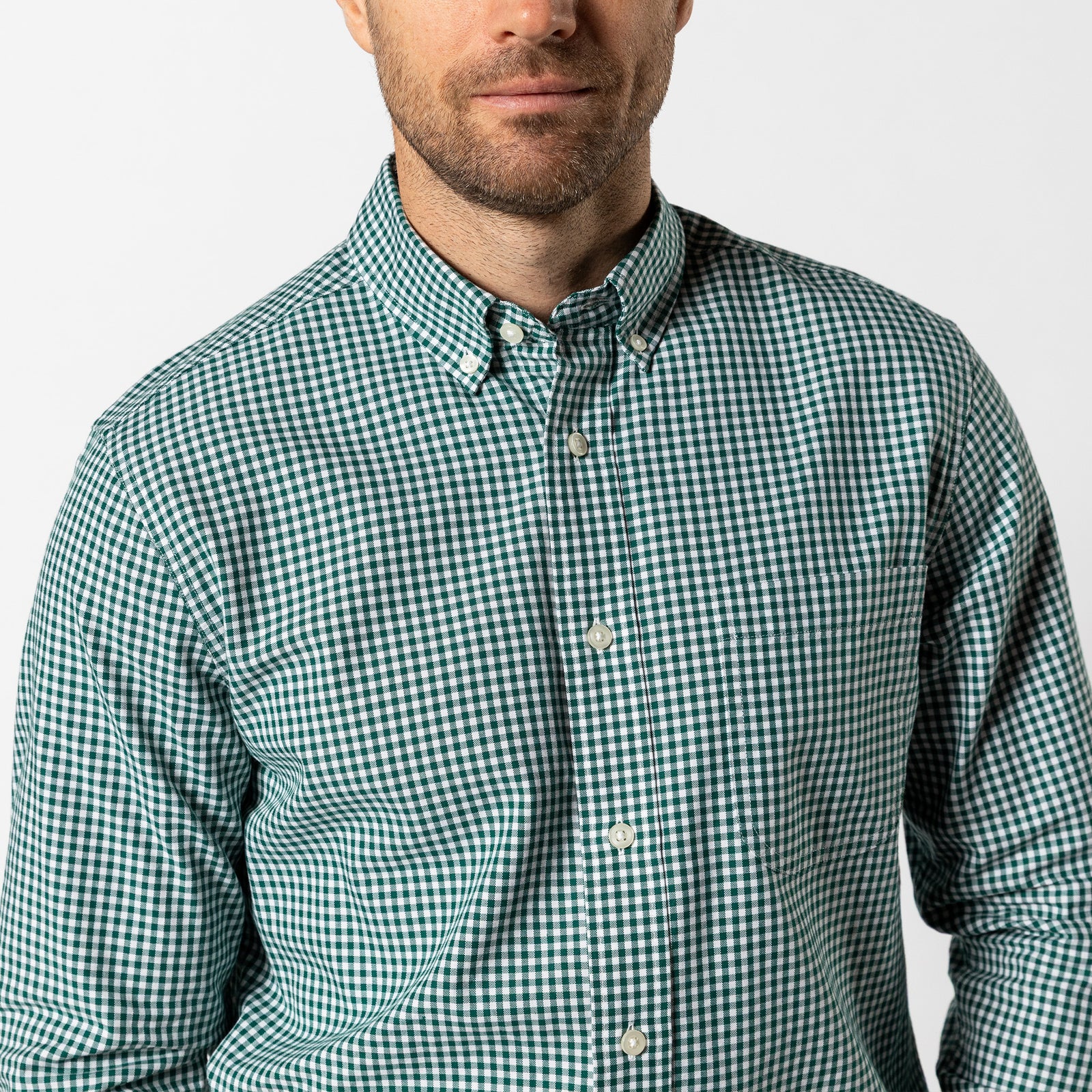 Cotton Oxford Sport Shirt - Ryder Gingham - Forest Green