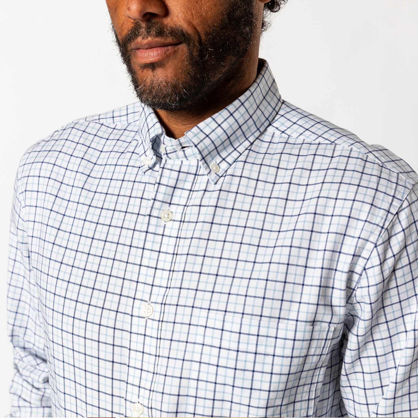Cotton Oxford Sport Shirt - Kline Plaid - Glacier Blue