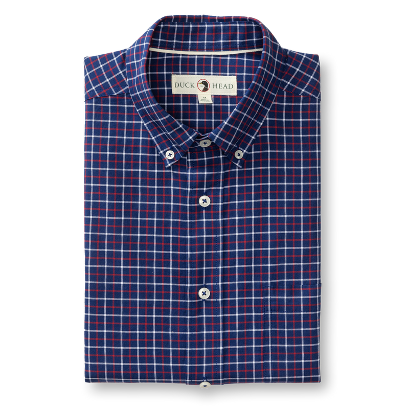 Cotton Oxford Sport Shirt - Kline Plaid - Beacon Blue