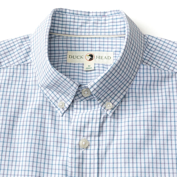 Cotton Cashmere Poplin Sport Shirt - Lewis Plaid - Glacier Blue