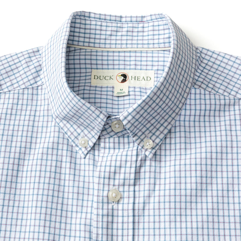 Cotton Cashmere Poplin Sport Shirt - Lewis Plaid - Glacier Blue