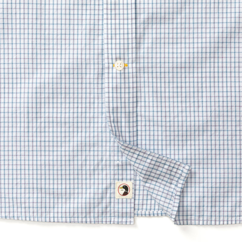 Cotton Cashmere Poplin Sport Shirt - Lewis Plaid - Glacier Blue