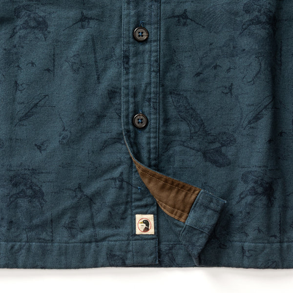 Slater Moleskin Overshirt - Graphite Blue Print