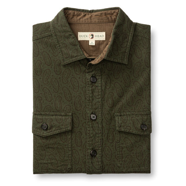 Slater Moleskin Overshirt - Deep Olive Print