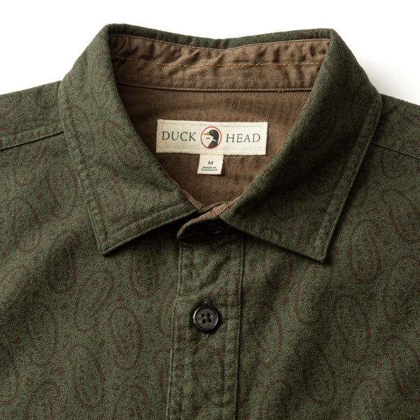 Slater Moleskin Overshirt - Deep Olive Print