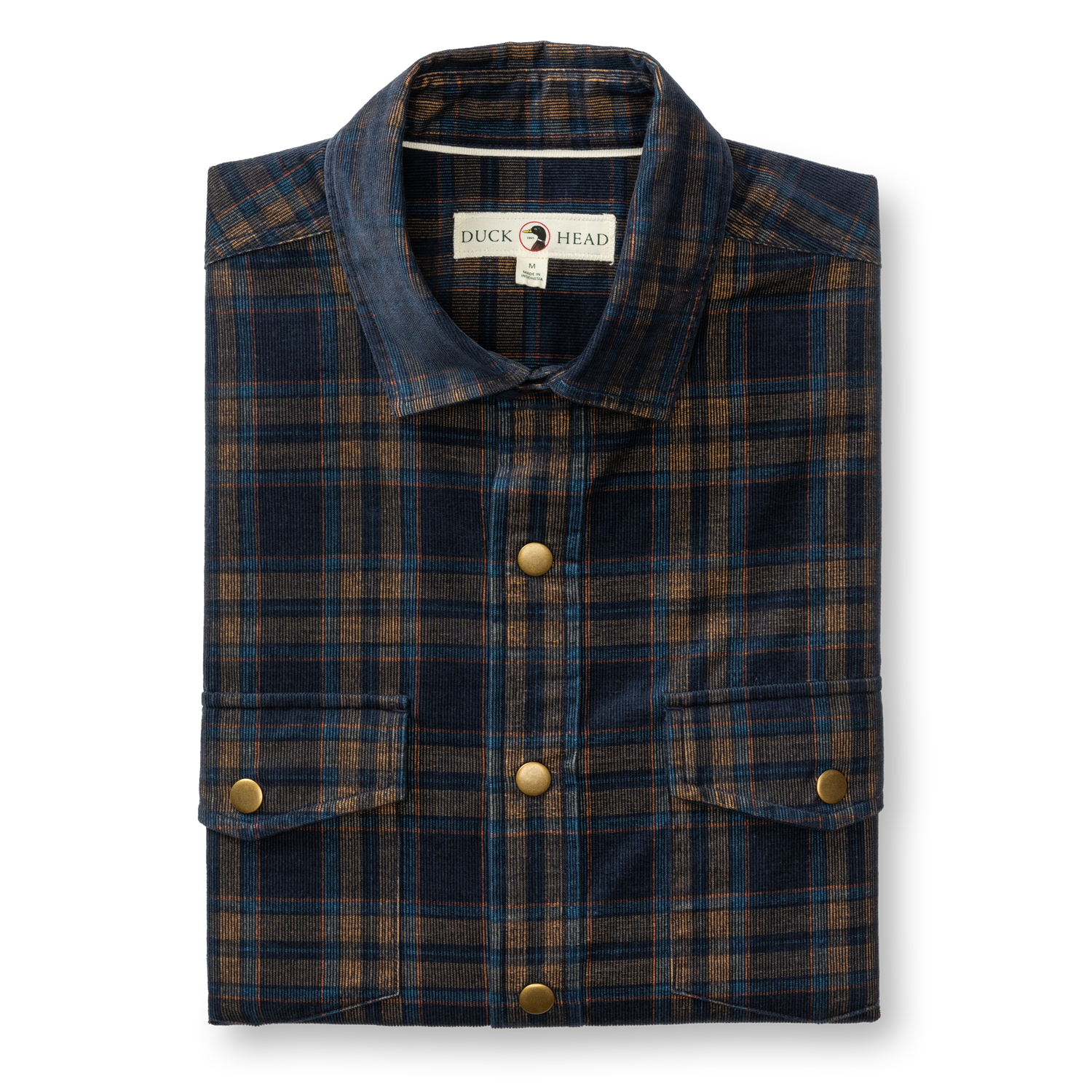 Corduroy Plaid Snap Shirt - Cavern Plaid - Maritime Blue