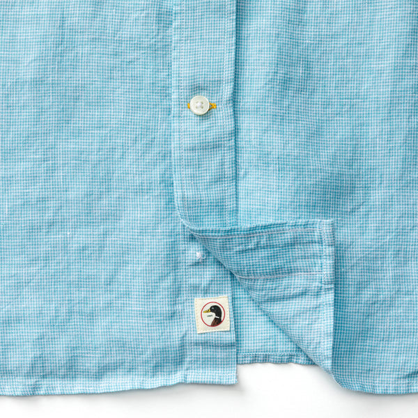 Linen Poplin Sport Shirt - Fenton Plaid - Lake Blue
