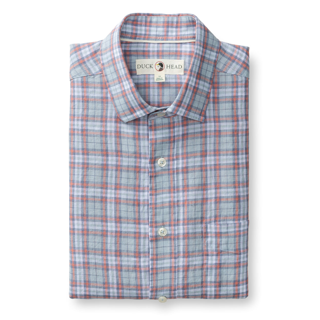 Linen Poplin Sport Shirt - Piers Plaid - Sky Blue