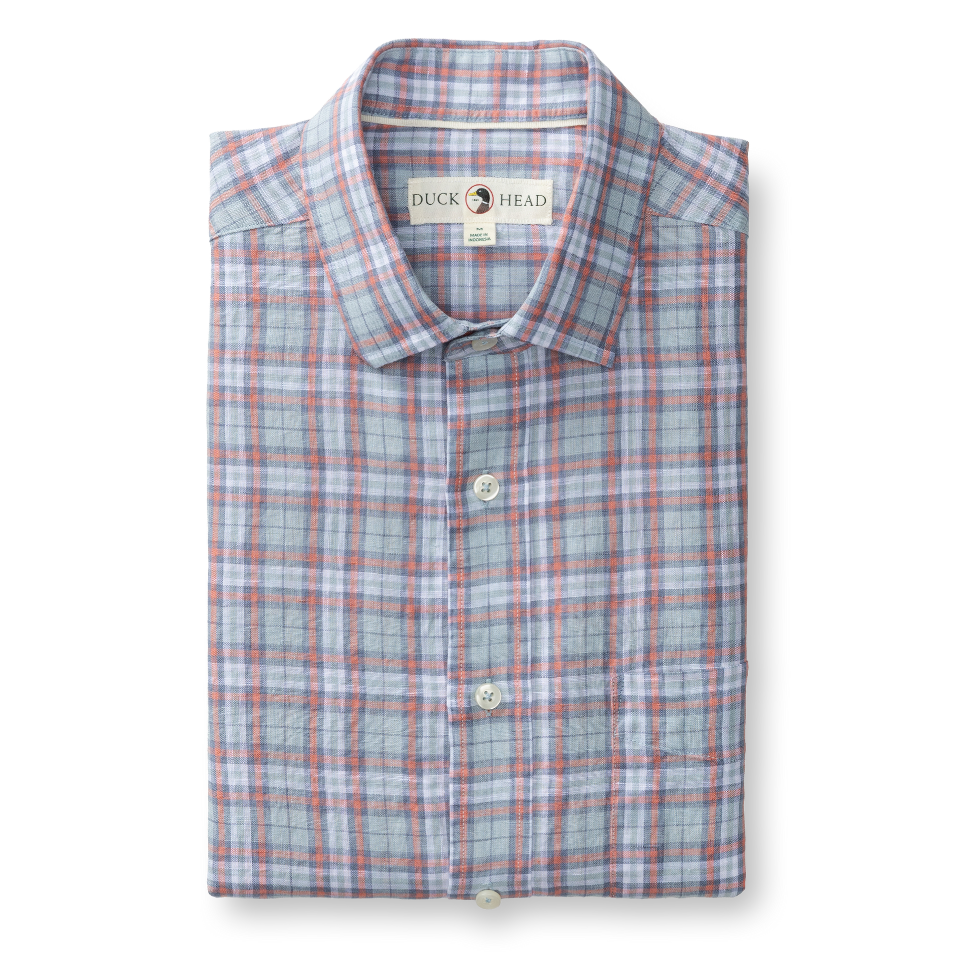 Linen Poplin Sport Shirt - Piers Plaid - Sky Blue