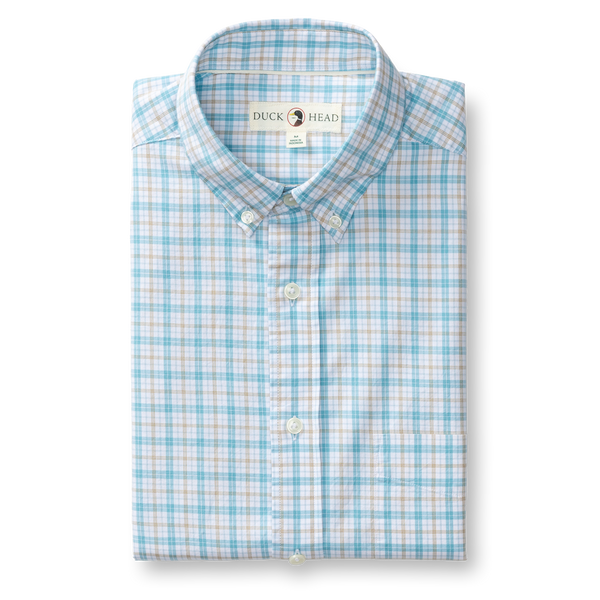 Cotton Twill Sport Shirt - York Plaid - Lake Blue