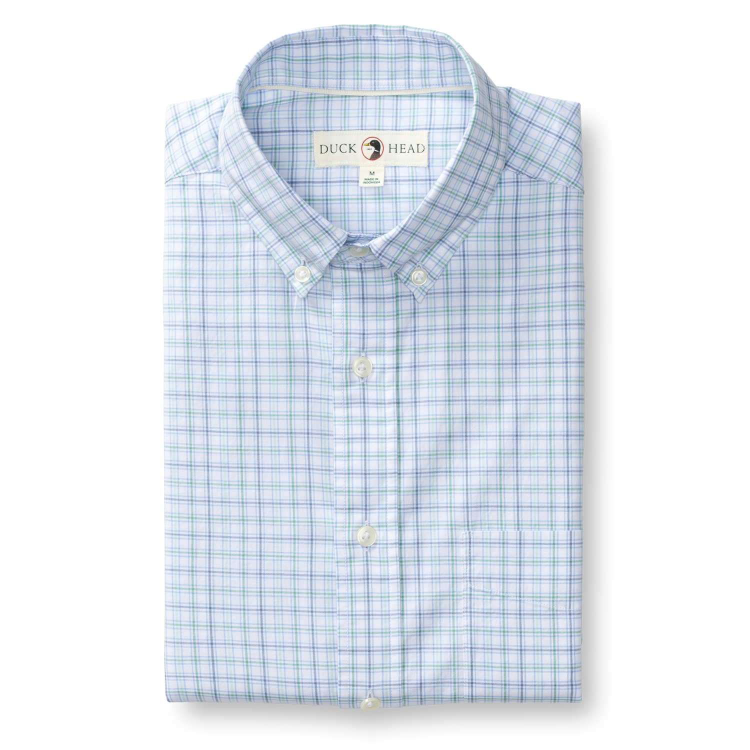 Cotton Twill Sport Shirt - Ashland Plaid - Serenity Blue