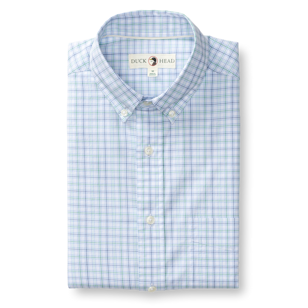 Cotton Twill Sport Shirt - Ashland Plaid - Serenity Blue
