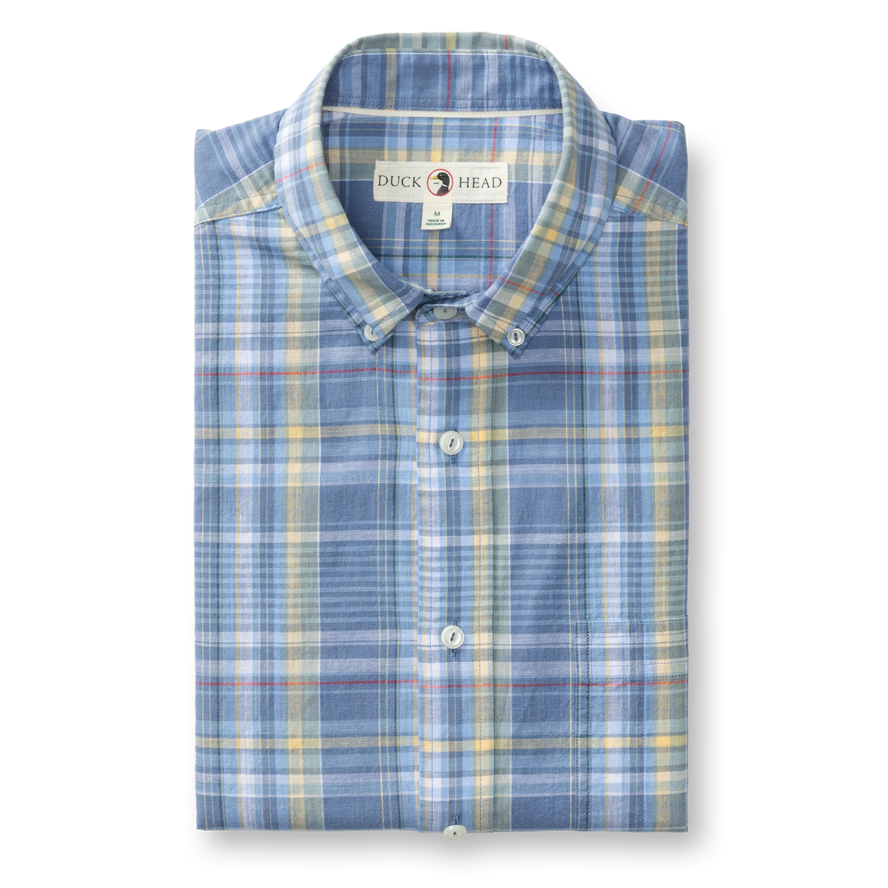 Cotton Slub Sport Shirt - Greer Plaid - Chambray Blue