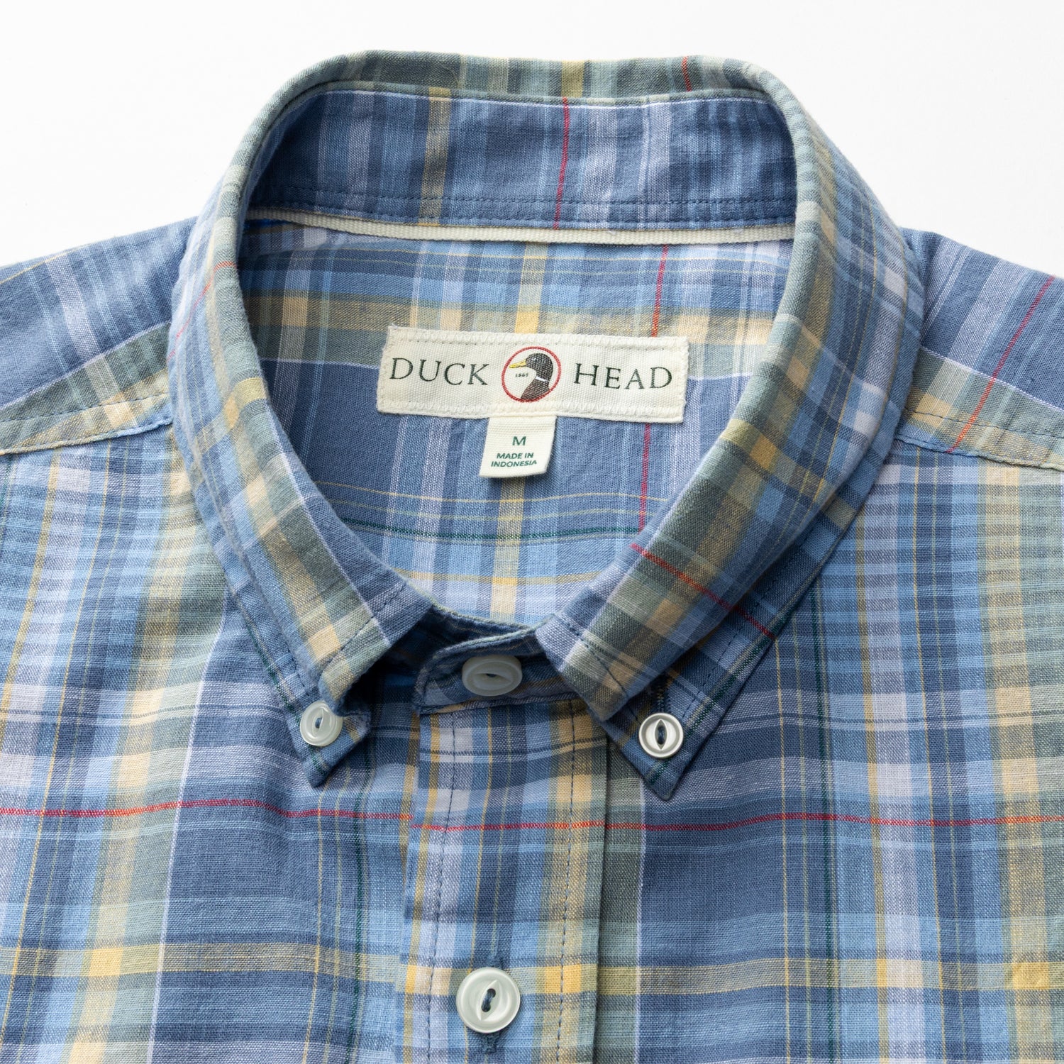 Cotton Slub Sport Shirt - Greer Plaid - Chambray Blue