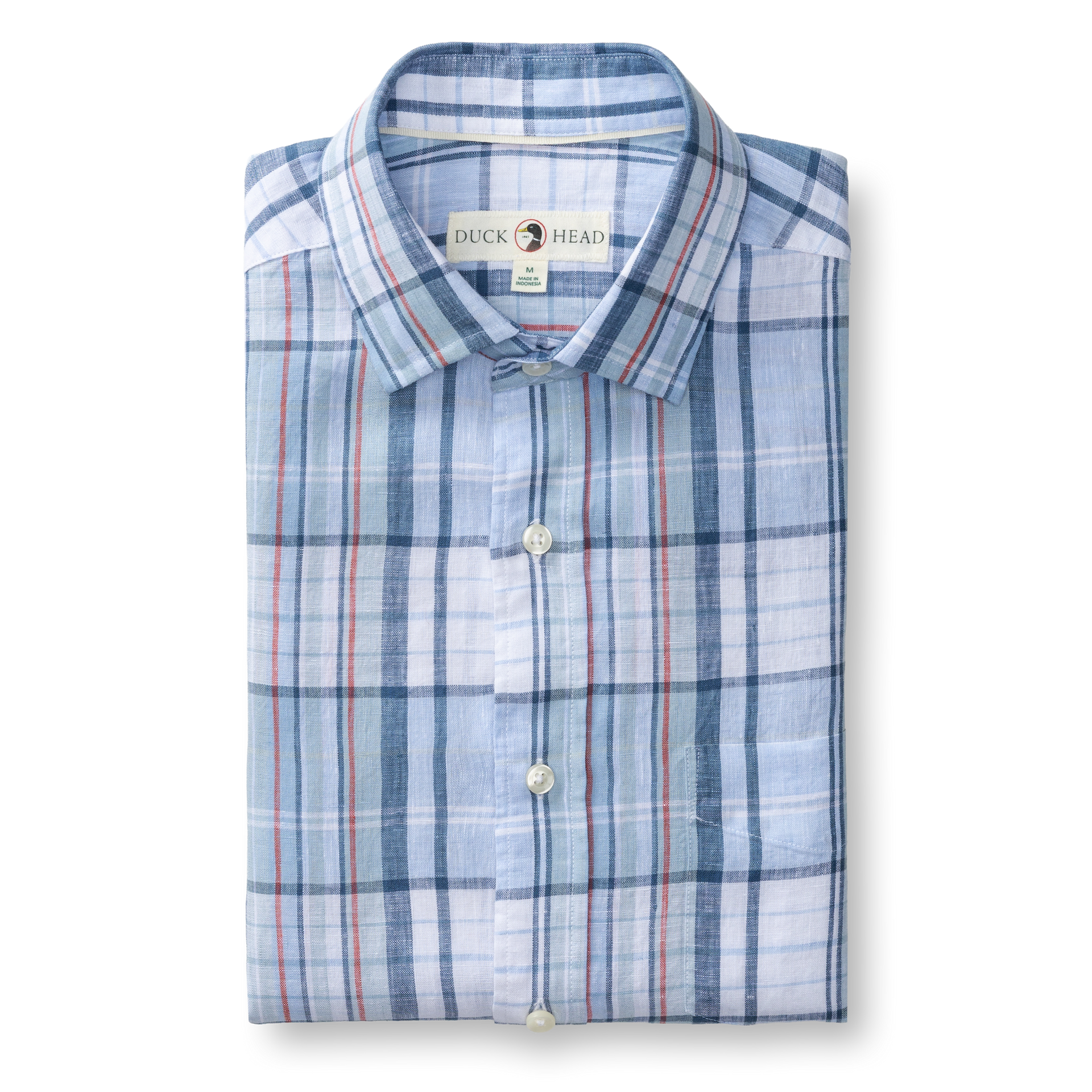 Linen Poplin Sport Shirt - Bridger Plaid - Serenity Blue
