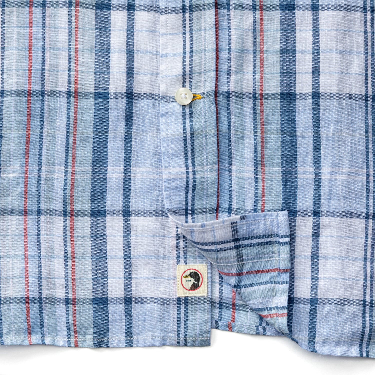 Linen Poplin Sport Shirt - Bridger Plaid - Serenity Blue