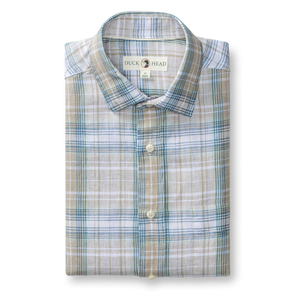 Linen Poplin Sport Shirt - Chaplin Plaid - Sandstone