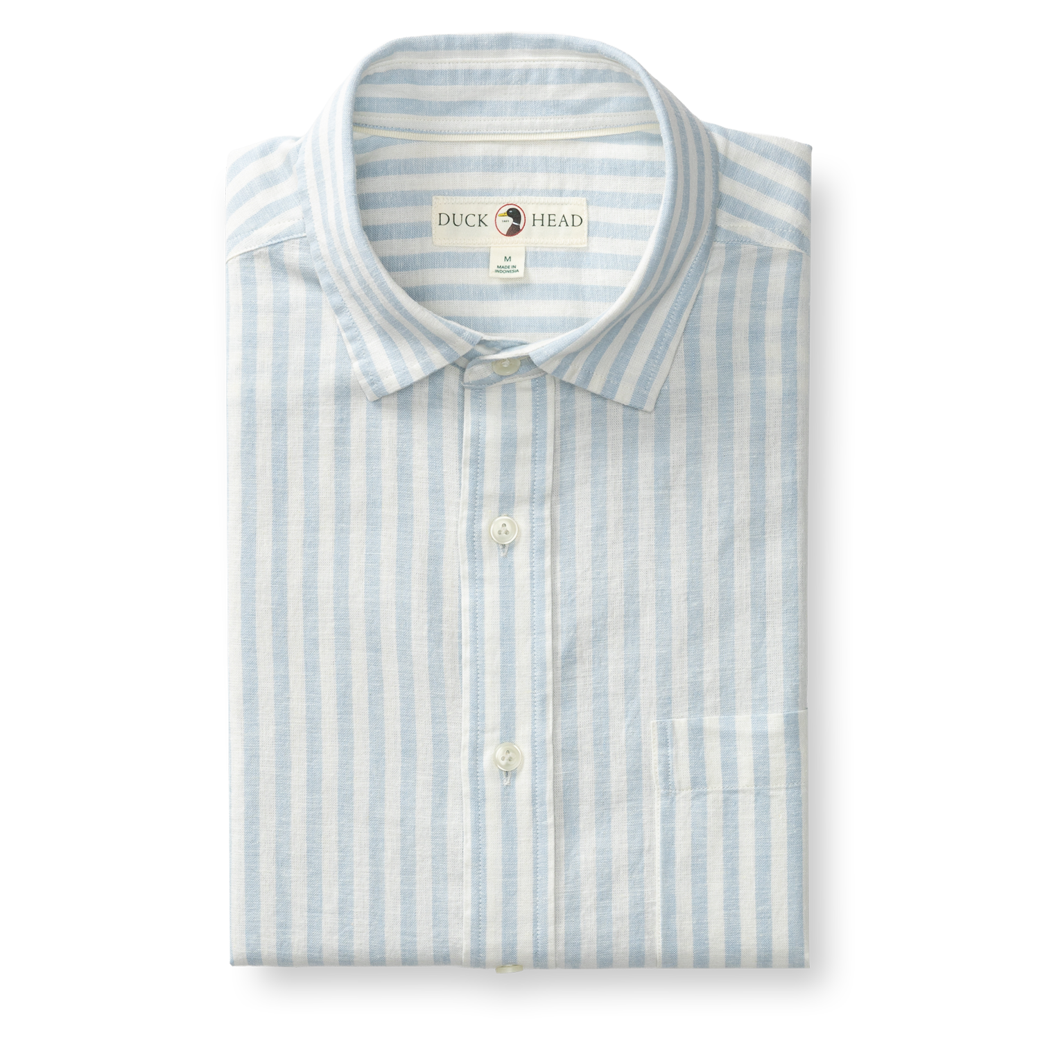 Linen Cotton Oxford Sport Shirt - Baxter Stripe - Sky Blue