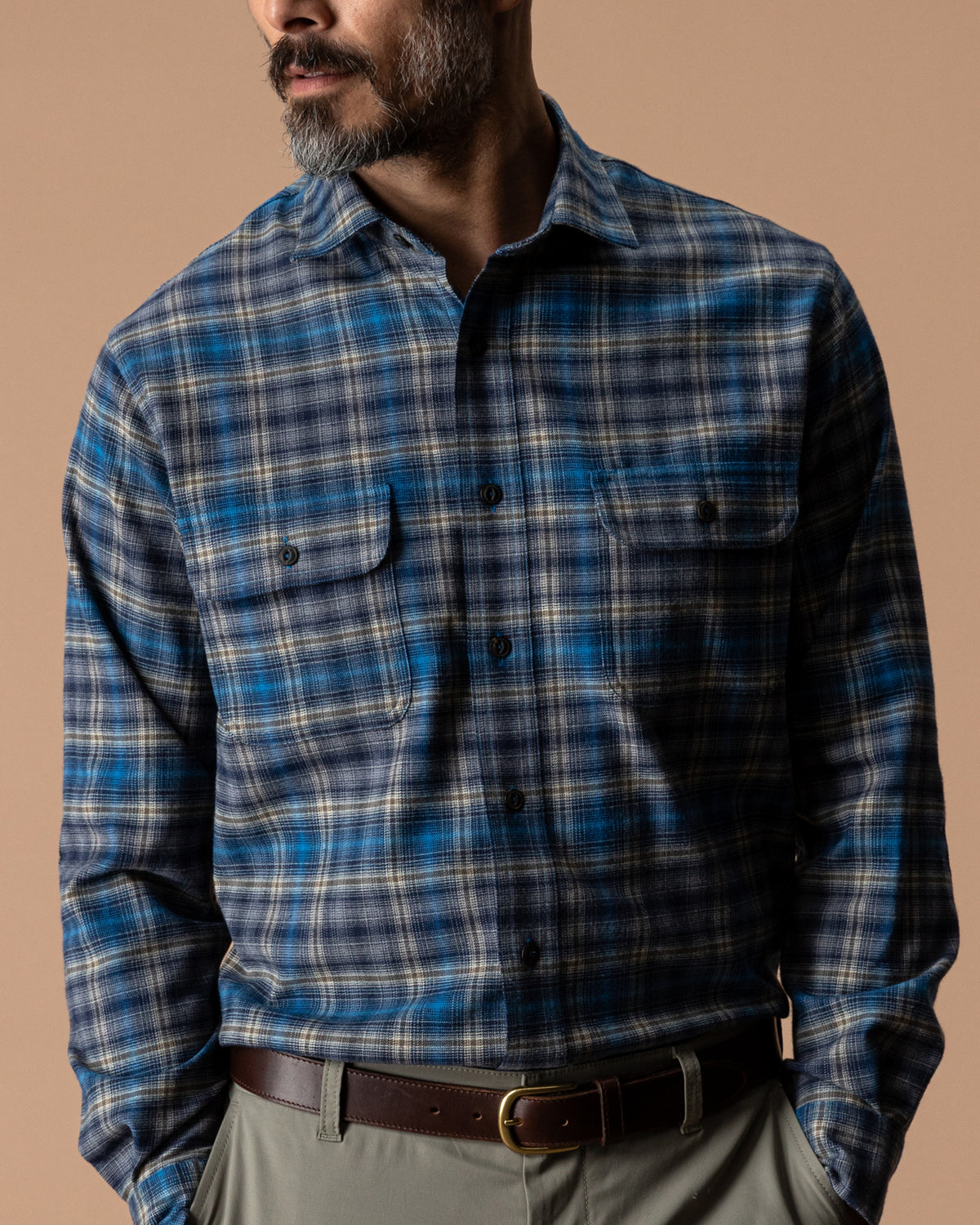 Performance Flannel Sport Shirt - Ellicot Plaid - Deep Navy