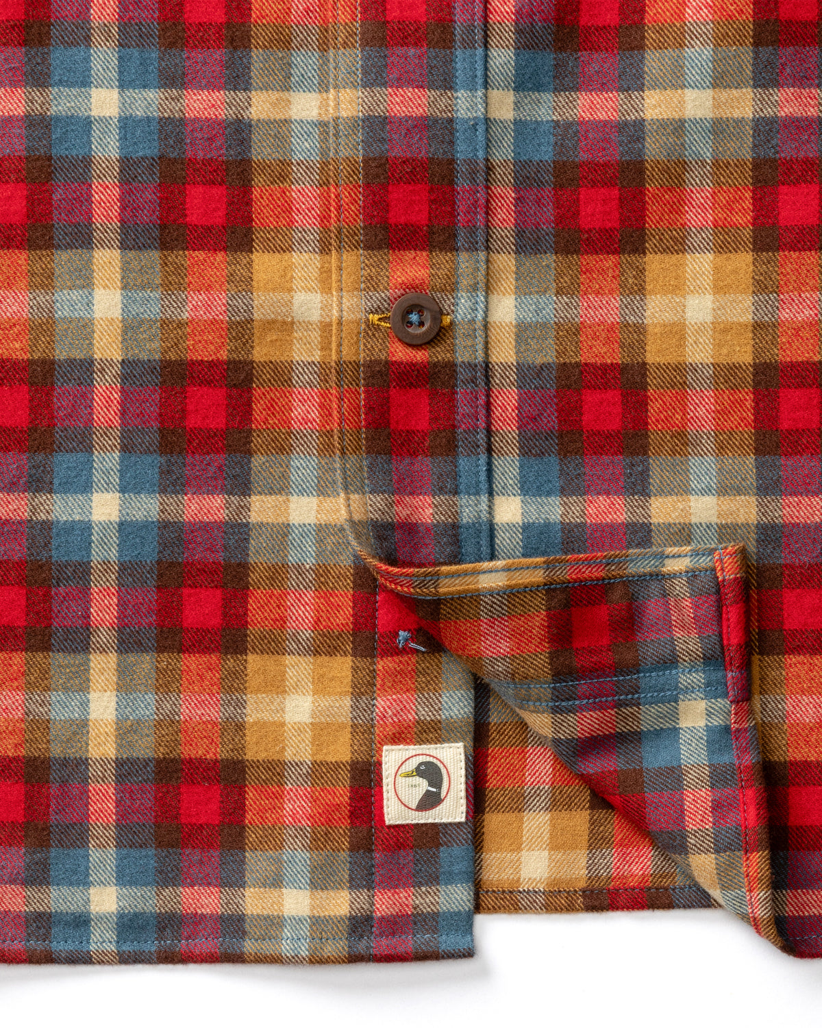 Cotton Flannel Sport Shirt - Dunwell Plaid - Pomegranate