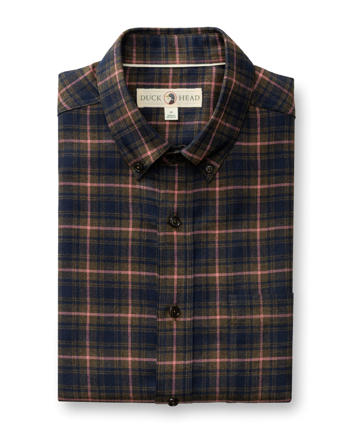 Cotton Flannel Sport Shirt - Drayden Plaid - Dark Olive Heather