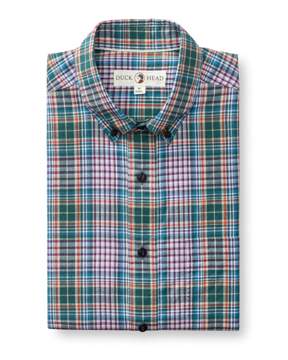 Cotton Slub Sport Shirt - Colson Plaid - Midnight Teal