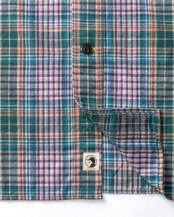 Cotton Slub Sport Shirt - Colson Plaid - Midnight Teal