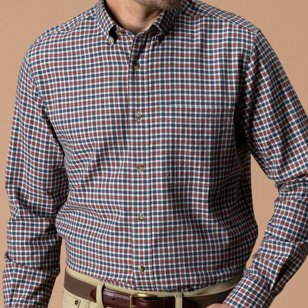 Cotton Wool Sport Shirt - Caldor Plaid - Stormy Teal
