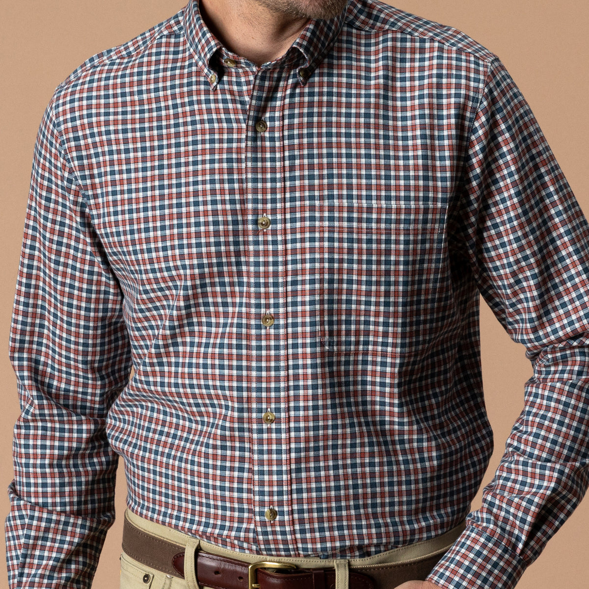 Cotton Wool Sport Shirt - Caldor Plaid - Stormy Teal