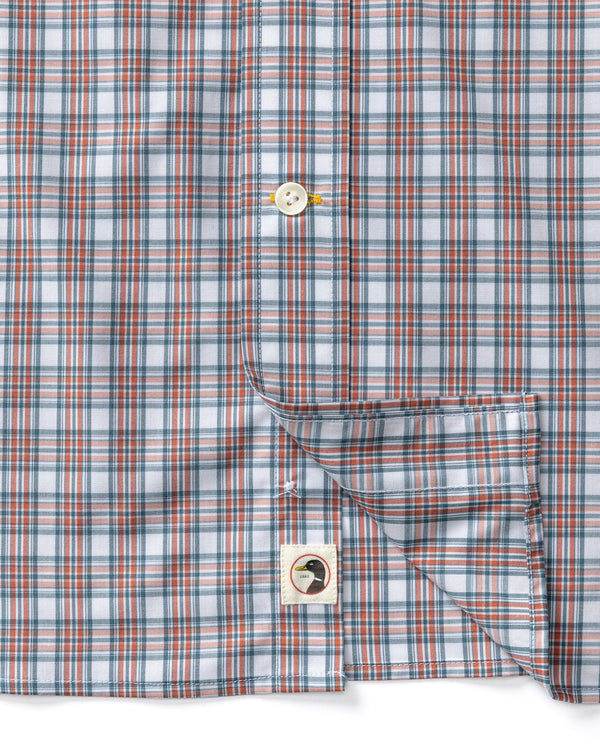 Performance Poplin Sport Shirt - Barrett Plaid - Cedarwood Red