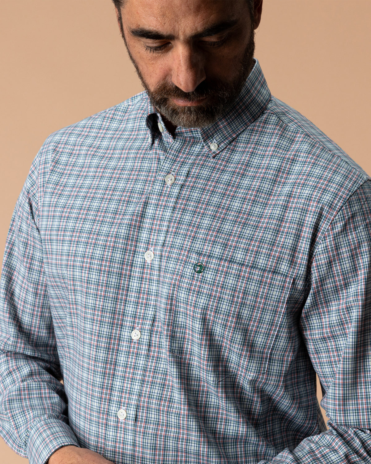 Performance Poplin Sport Shirt - Winstead Plaid - Stormy Teal