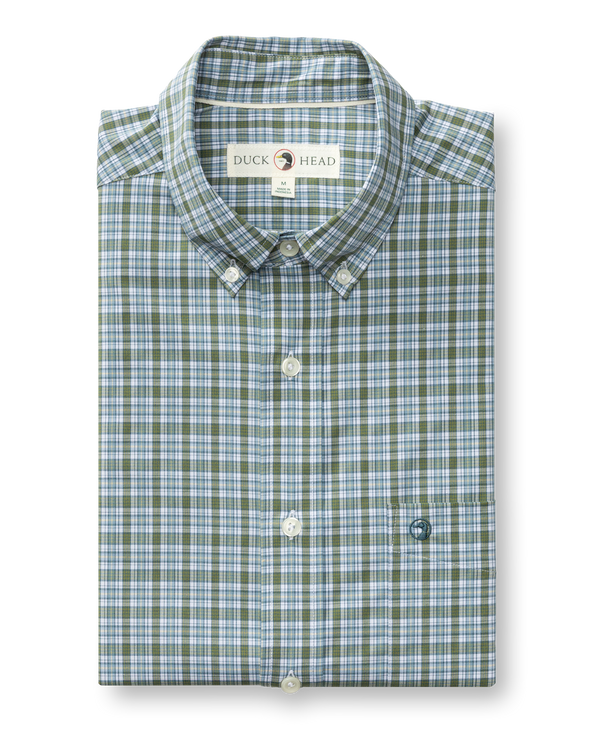 Performance Poplin Sport Shirt - Denton Plaid - Mossy Bark