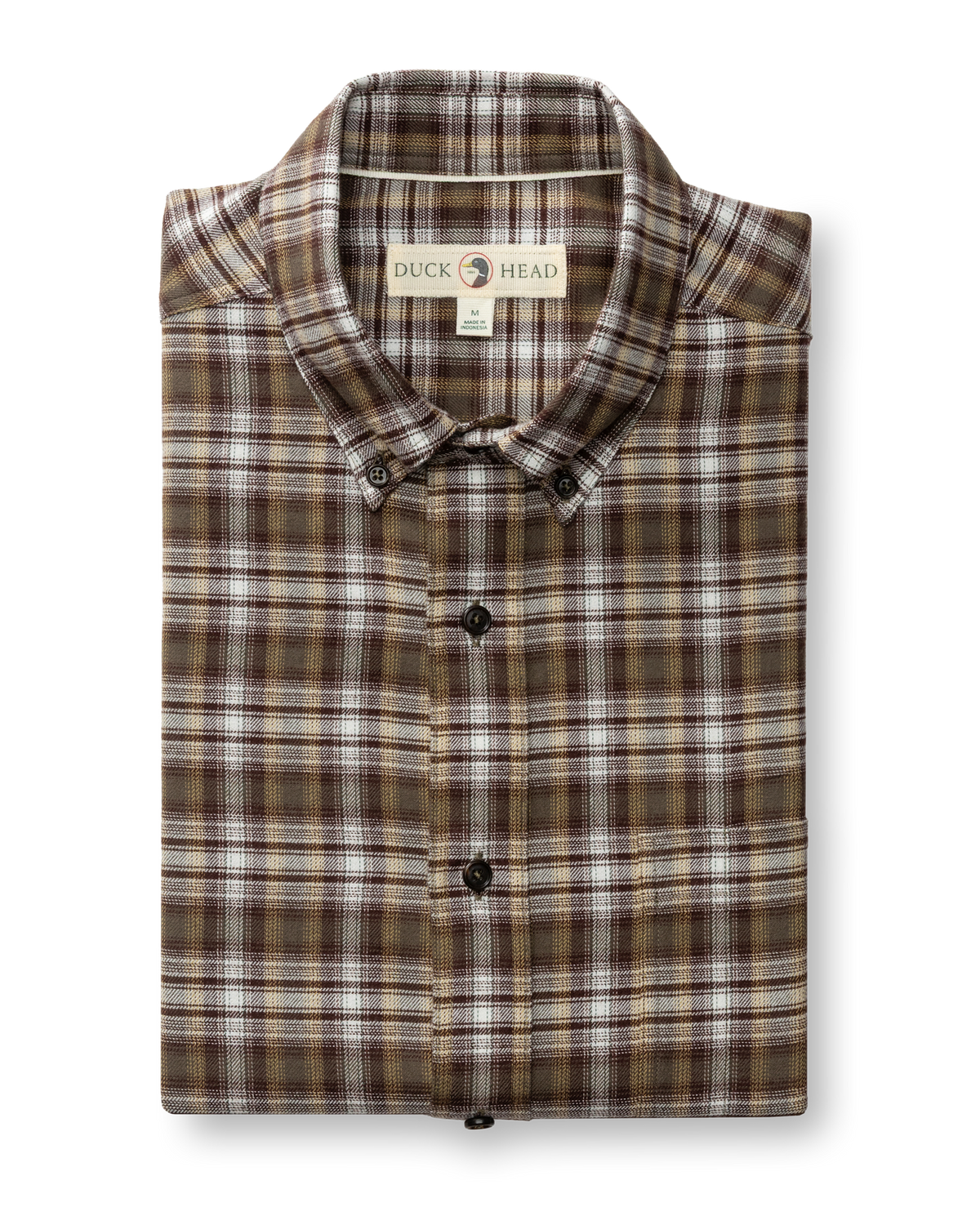 Cotton Flannel Sport Shirt - Merin Plaid - Crocodile Brown