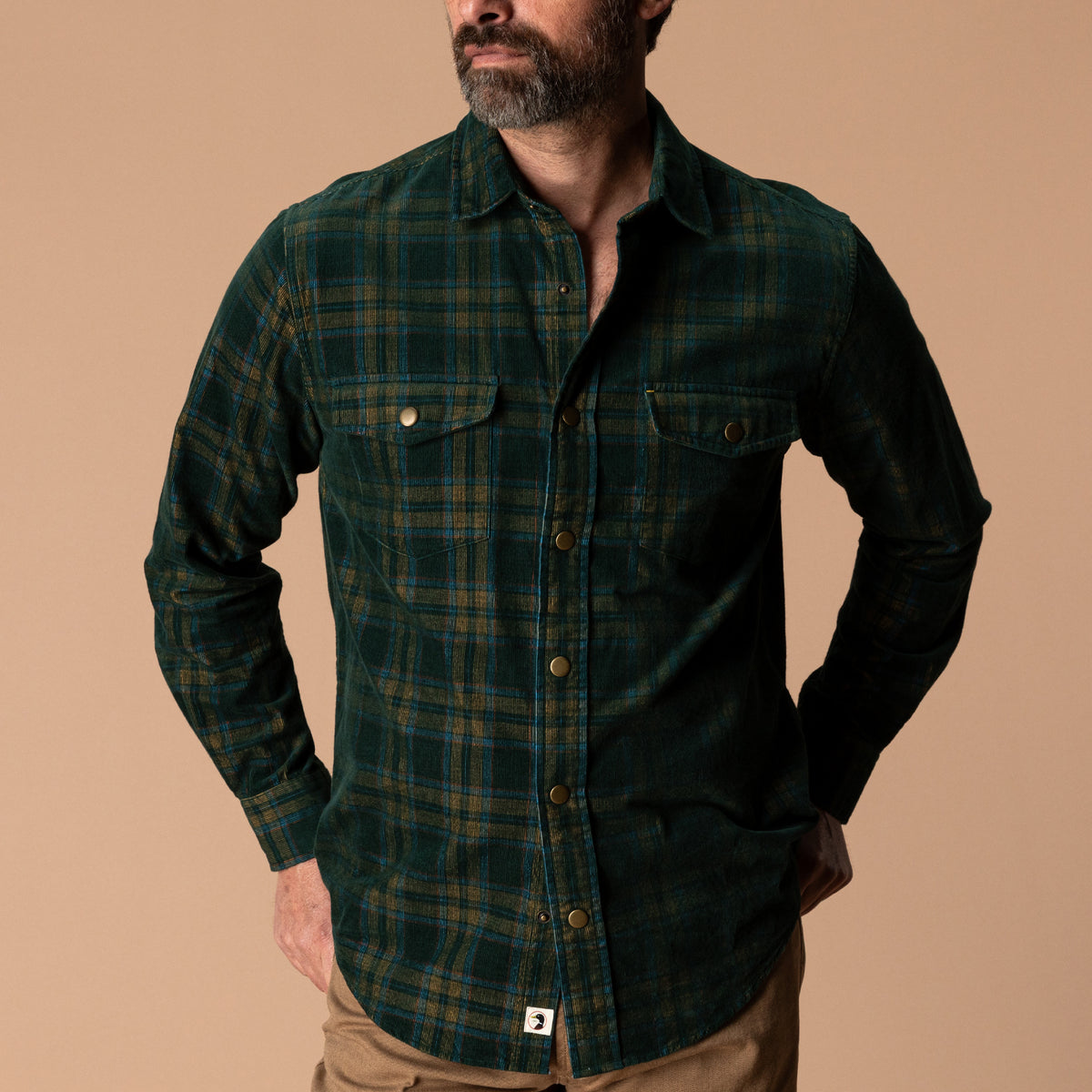 Corduroy Snap Shirt - Timberly Plaid - Pine Grove