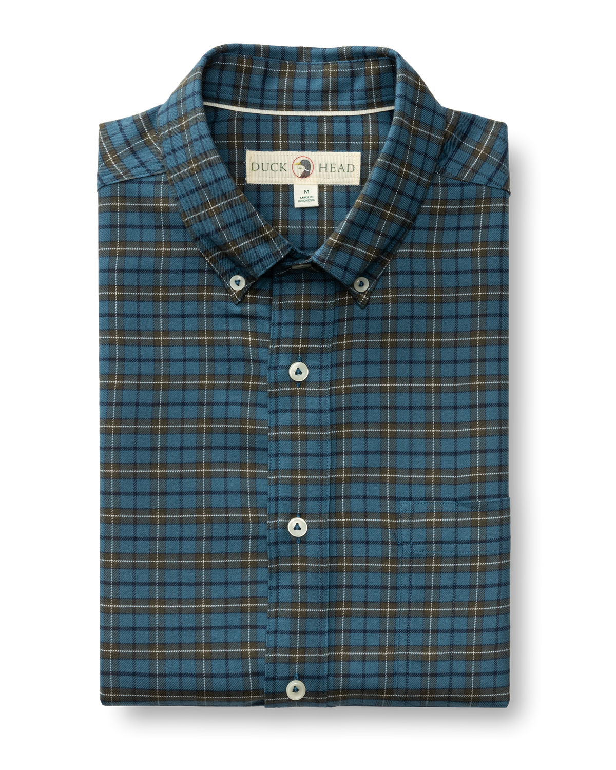 Cotton Flannel Sport Shirt - Wexler Plaid - Stormy Teal