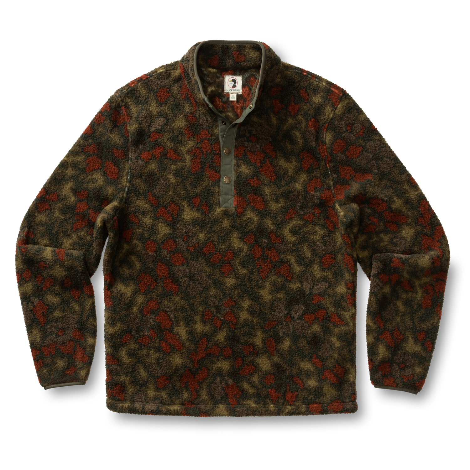 Pineview Fleece 1/4 Snap Pullover - Meadow Print - Deep Olive