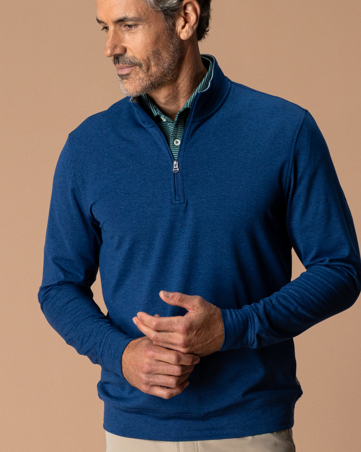 Long Drive Performance 1/4 Zip Pullover - Navy Peony Heather