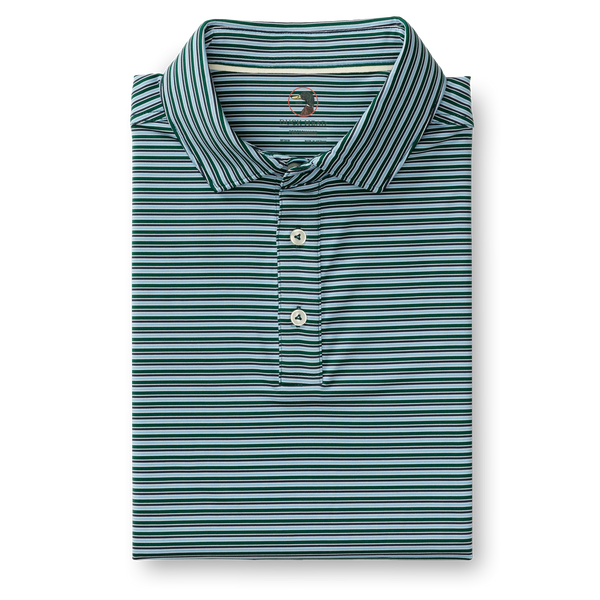 Long Drive Performance Polo - Barker Stripe - Forest Green
