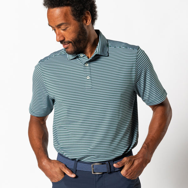 Long Drive Performance Polo - Barker Stripe - Forest Green