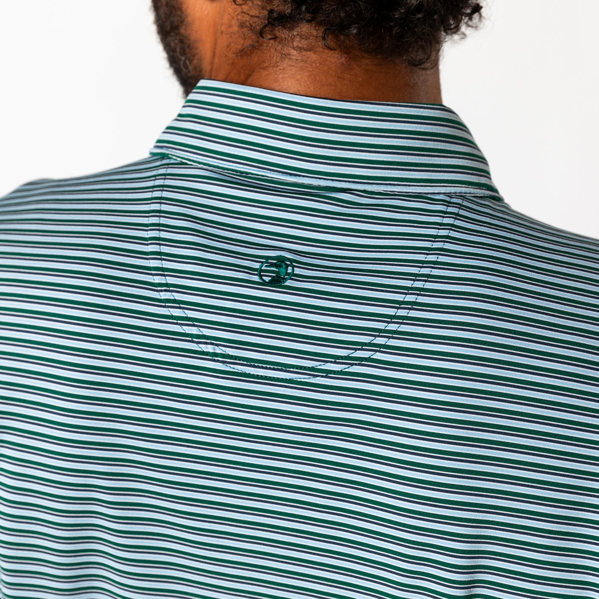 Long Drive Performance Polo - Barker Stripe - Forest Green
