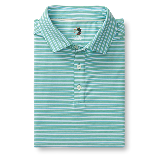 Summerford Performance Jersey Polo - Pierce Stripe - Aspen Green
