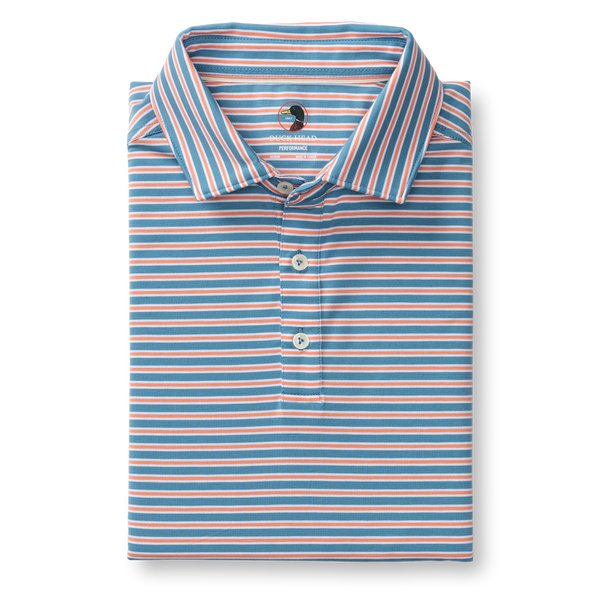 Summerford Performance Jersey Polo - Pierce Stripe - Sunwashed Blue