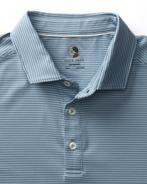 Long Drive Performance Polo - Whit Stripe - Windblown Sky