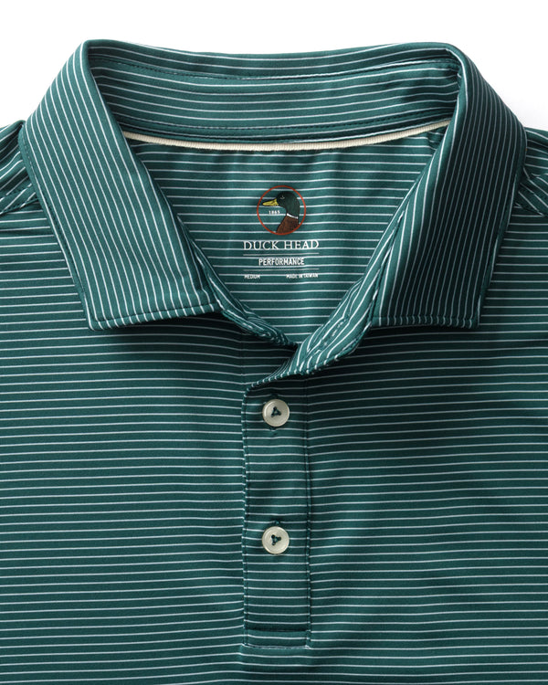 Long Drive Performance Polo - Whit Stripe - Midnight Teal